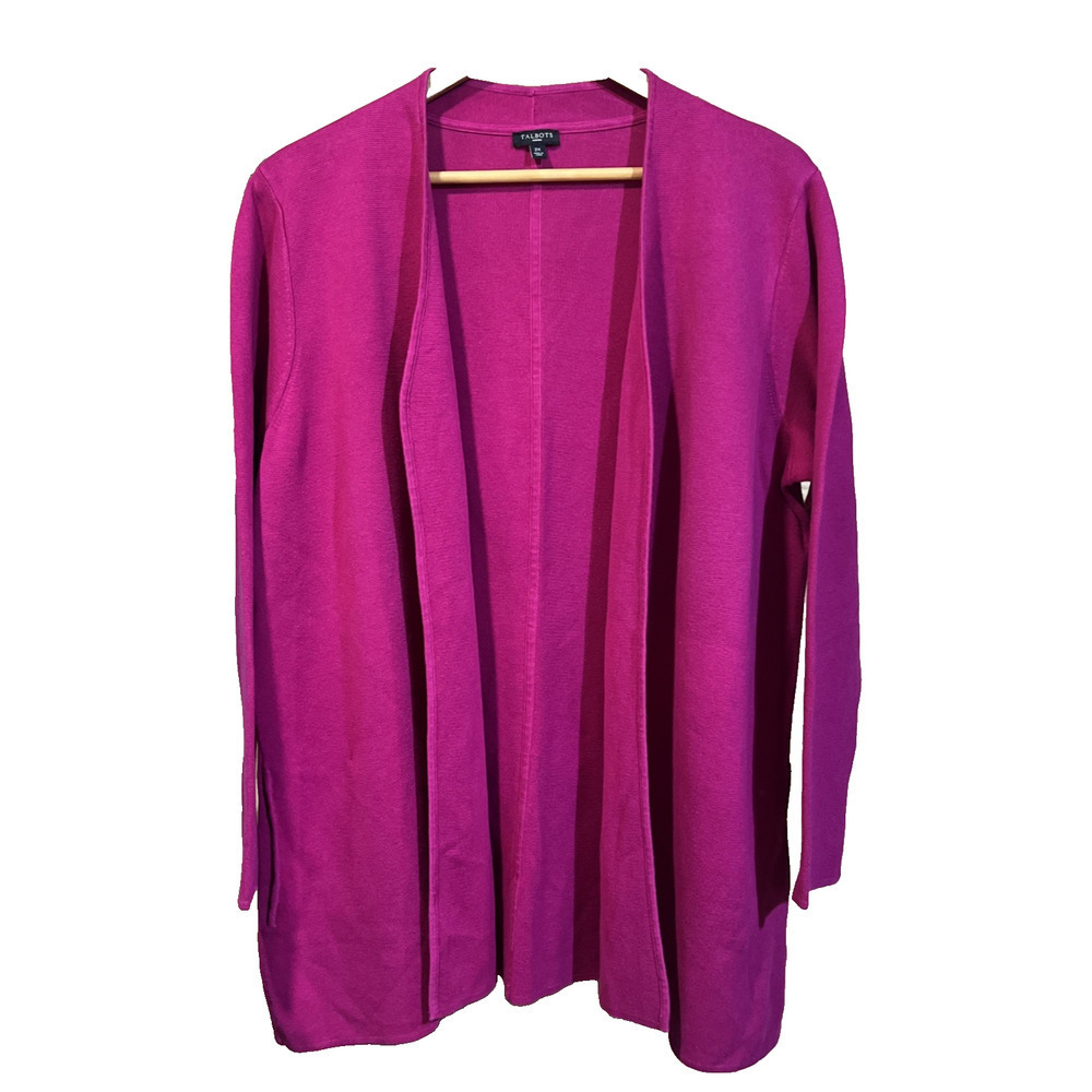 Talbots Open Front Cardigan Sweater Pink Size 2X Career Mature Classic Preppy